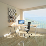 A small but luxurious office space with a wide window